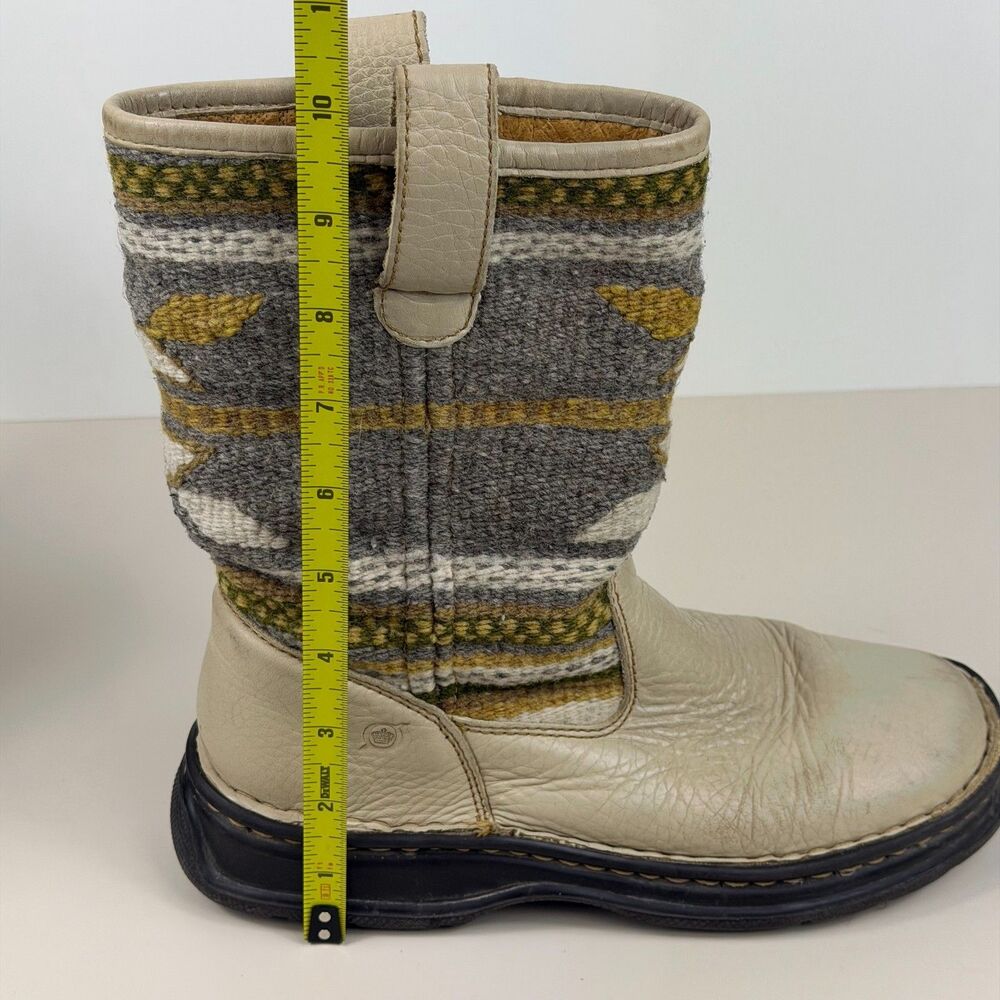 Vintage Born Leather Wool Kilim Tapestry Boots Womens 7 38 Southwestern Boho - Picture 11 of 13